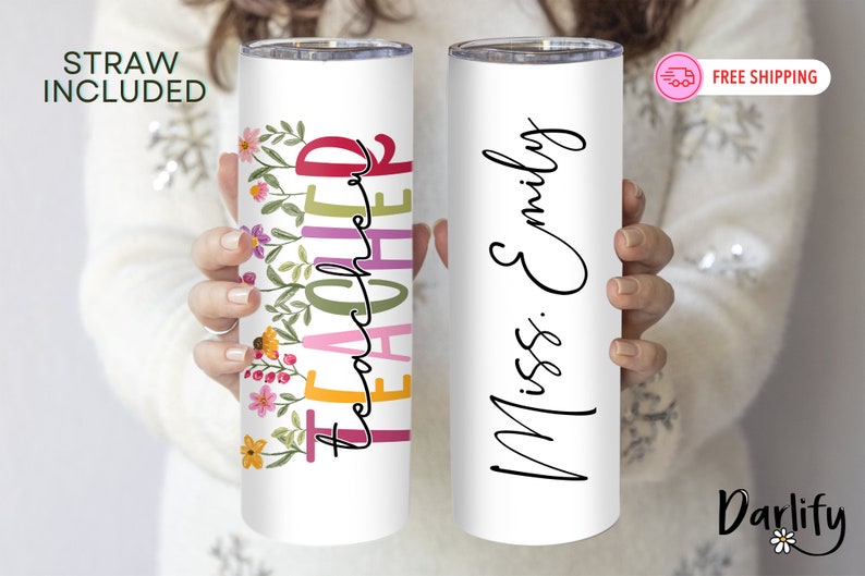 Teacher Gift Personalized Tumbler Gift For Teacher Thank You Gift Teacher-Teacher Appreciation End Of School Gift Teacher Gift Ideas. image 3