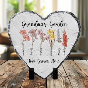 Personalized Birth Flower Garden Stone, Grandma Gift