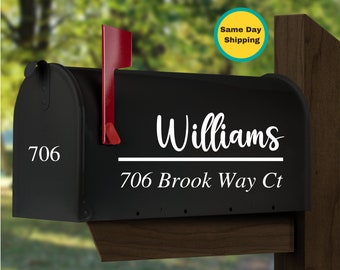 Personalized Mailbox Decal, Last Name And Address Mailbox Numbers Street Address Decal, Custom Mailbox Decal, Farmhouse Mailbox Decal.