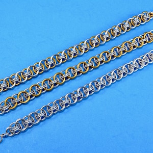 Helm Weave Chainmail bracelet or necklace, handmade chainmail jewelry, for women or men, Celtic Viking style parallel chain