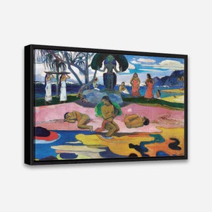 Vintage Painting - Day of the God (1894) by Paul Gauguin- Vintage Art Print - 1 or 2 Panel Framed Canvas Print, 24x36/24x24/16x24/16x16 inch
