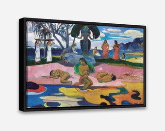 Vintage Painting - Day of the God (1894) by Paul Gauguin- Vintage Art Print - 1 or 2 Panel Framed Canvas Print, 24x36/24x24/16x24/16x16 inch