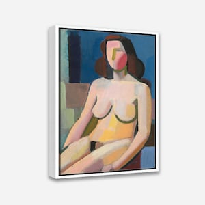 Seated female model by Vilhelm Lundstrøm - Vintage Wall Art Print - 1 or 2 Panel Framed Canvas Print, 24x36/24x24/16x24/16x16 inch- Artcity6