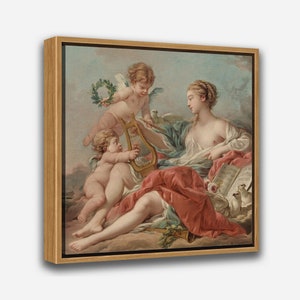 Artcity6 - Framed Canvas Print - 24x36/24x24/16x24/16x16 inch, 1 or 2 Panel Vintage Art Print - Allegory of Music (1764) by François Boucher