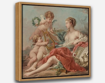 Artcity6 - Framed Canvas Print - 24x36/24x24/16x24/16x16 inch, 1 or 2 Panel Vintage Art Print - Allegory of Music (1764) by François Boucher