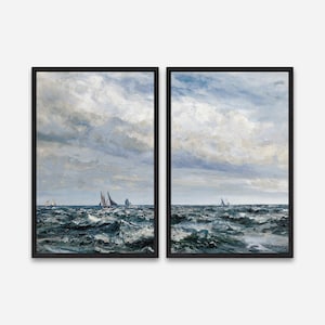 Vintage Wall Art Print - Summer Sailing (1894) by Henry Moore - 1 or 2 Panel Framed Canvas Print, 24 x 36 / 24 x 24 / 16 x 24 / 16 x 16 in.