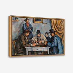 Vintage Wall Art Print - The Card Players (1890–1892) by Paul Cézanne - 1 or 2 Panel Framed Canvas Print, 24x36 / 24x24 / 16x24 / 16x16 inch