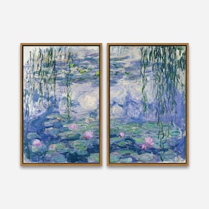 Impressionist Landscape Painting, Vintage Art Print - Water Lilies (1910) by Claude Monet - Framed Canvas Print - Multiple Sizes Available