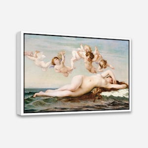 The Birth of Venus (1875) by Alexandre Cabanel - Vintage Wall Art Print - 1 or 2 Panel Framed Canvas Print - 24x36/ 24x24/ 16x24/ 16x16 in.