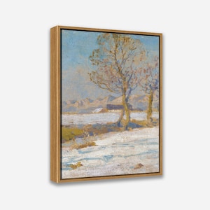 Winter Landscape Under the Tatras by Lajos Csordák - Vintage Art Print - 1 or 2 Panel Framed Canvas Print - 24x36/ 24x24/ 16x24/ 16x16 inch