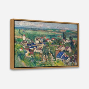 Auvers, Panoramic View (ca. 1873–1875) by Paul Cézanne - 1 or 2 Panel Framed Canvas Print- 24x36 / 24x24 / 16x24 / 16x16 inch - Artcity6