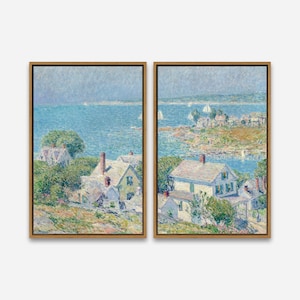 New England Headlands (1899) by Frederick Childe Hassam - Vintage Art Print - 1 or 2 Panel Framed Canvas Print- 24x36/24x24/16x24/16x16 inch