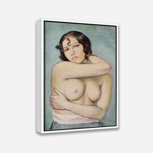 Vintage Naked Woman Art Print - Marthe (1930) by Nils Dardel - 1 or 2 Panel Framed Canvas Print - 24 x 36 / 24 x 24 / 16 x 24 / 16 x 16 inch