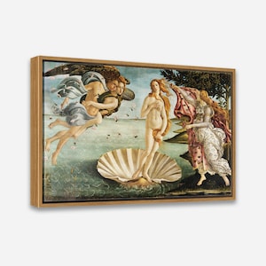 Framed Canvas Print 24x36/24x24/16x24/16x16 inch, 1 or 2 Panel Wall Art- Sandro Botticelli&#39;s The Birth of Venus (1485) Aesthetic Painting