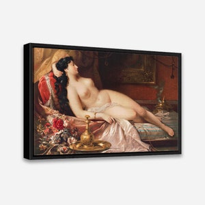 Sensual Nnude Portrait: Sleeping Beauty (ca. 1870–1873) - Vintage Art Print - 1 or 2 Panel Framed Canvas Print, 24x36/24x24/16x24/16x16 in.