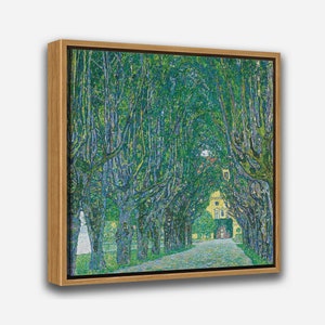 Tableau Toile Imprimé Gustav Klimt 'Jardin De Ferme' - 24x24 Pouces, Encadré Sur Châssis