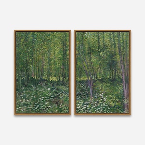 VAN GOGH PAINTING - Trees and Undergrowth (1887) - Vintage Art Print - 1 or 2 Panel Framed Canvas Print, 24x36 / 24x24 / 16x24 / 16x16 inch
