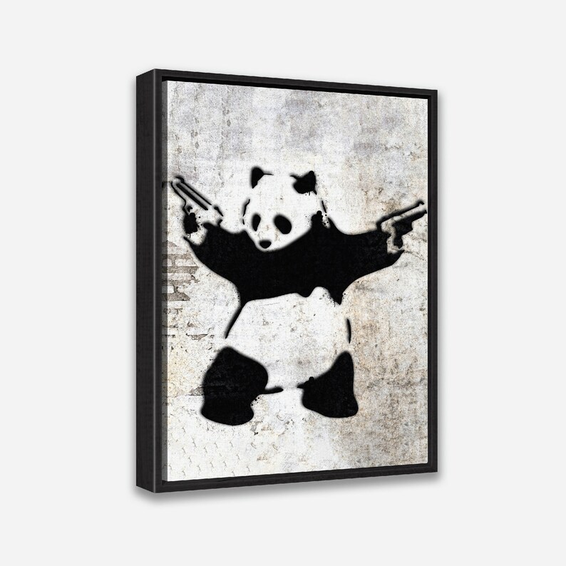 Graffiti Wall Art Print Banksy Panda With Guns 1 or 2 Panel Framed ...