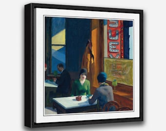 Fine Art, Vintage Wall Art Print - Chop Suey (1929) by Edward Hopper - 1 or 2 Panel Framed Canvas Print - 24x36/ 24x24/ 16x24/ 16x16 inch