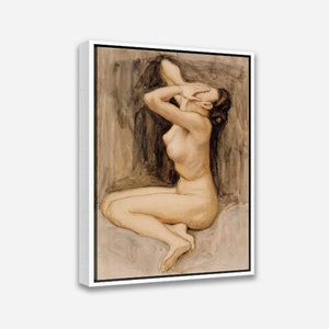 Despair, Study For The ‘by The River Of Tuonela’ by Akseli Gallen-Kallela - 1 or 2 Panel Framed Canvas Print - 24x36/24x24/16x24/16x16 in.