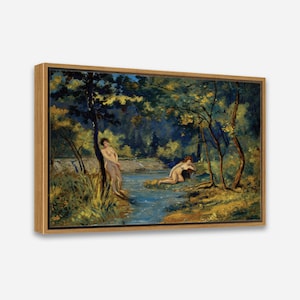 Standing and Reclining Nymphs by Louis M Eilshemius - Vintage Wall Art Print - 1 or 2 Panel Framed Canvas Print- 24x36/24x24/16x24/16x16 in.