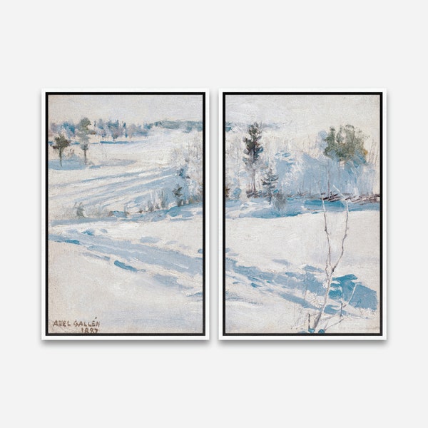 Winter Landscape by Akseli Gallen-Kallela - Famous Vintage Art Print- 1 or 2 Panel Framed Canvas Print, 24x36 / 24x24 / 16x24 / 16x16 inch