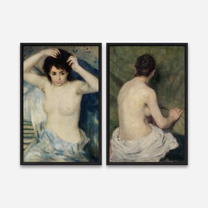 Before the Bath (1875) by Pierre-Auguste Renoir - Vintage Wall Art Print - 1 or 2 Panel Framed Canvas Print, 24x36/ 24x24/ 16x24/ 16x16 inch