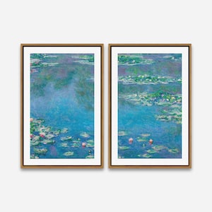 Artcity6 - Framed Canvas Print -24 x 36 / 24 x 24 / 16 x 24 / 16 x 16 inch, 1 or 2 Panel Wall Art - Water Lilies (1840–1926) by Claude Monet