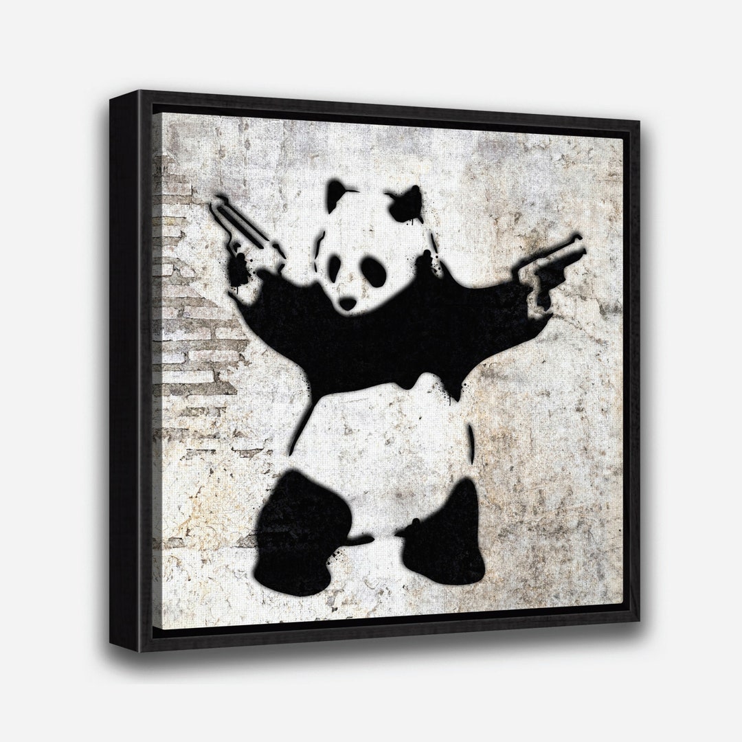 Graffiti Wall Art Print - Banksy Panda With Guns - 1 or 2 Panel Framed ...