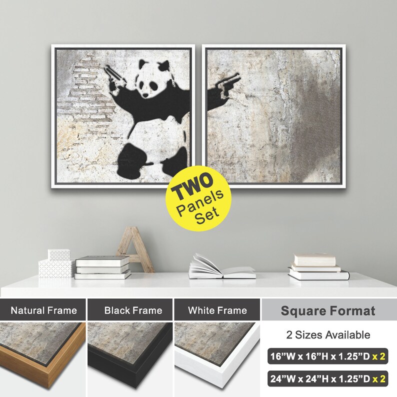 Graffiti Wall Art Print Banksy Panda With Guns 1 or 2 - Etsy