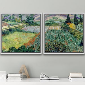 VAN GOGH PAINTING - Field with Poppies (1889) - Vintage Art Print - 1 or 2 Panel Framed Canvas Print, 24x36 / 24x24 / 16x24 / 16x16 inch