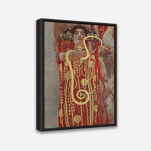 FAMOUS PAINTING, Hygieia (1907) by Gustav Klimt - Vintage Art Print - 1 or 2 Panel Framed Canvas Print - 24x36 / 24x24 / 16x24 / 16x16 inch