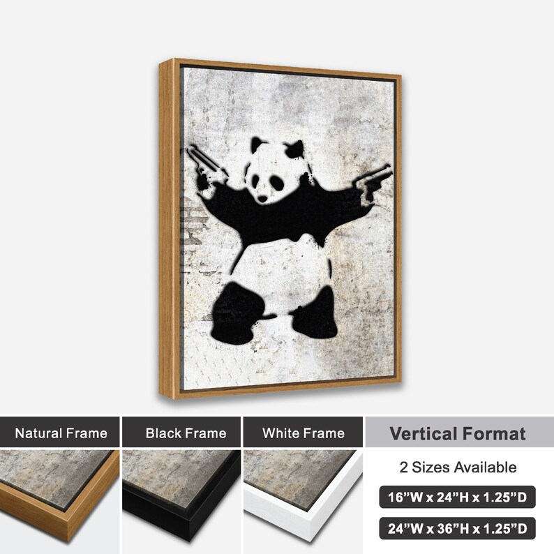 Graffiti Wall Art Print - Banksy Panda With Guns - 1 or 2 Panel Framed ...