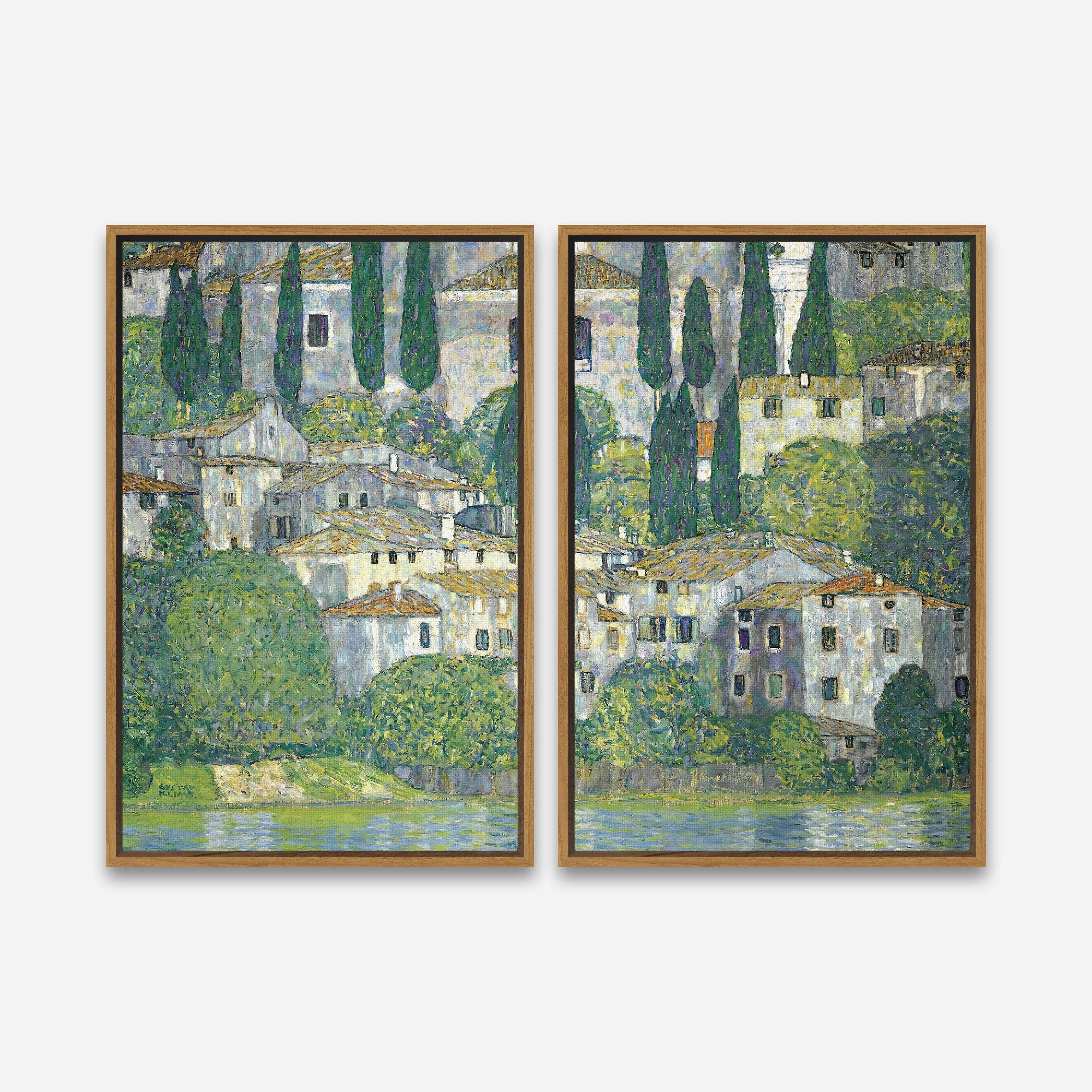 Vintage Wall Art Print - Kirche in Cassone (1913) by Gustav Klimt - 1 or 2 Panel Framed Canvas Print, 24x36 / 24x24 / 16x24 / 16x16 inch