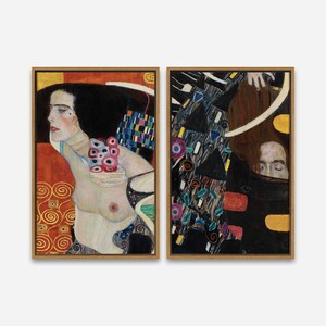 Vintage Wall Art Print - Judith II (Salome) (1909) by Gustav Klimt - 1 or 2 Panel Framed Canvas Print, 24x36 / 24x24 / 16x24 / 16x16 inch