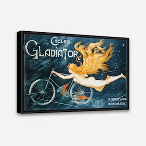 VINTAGE POSTER - Cycles Gladiator (1895) - Vintage Wall Art Print - 1 or 2 Panel Framed Canvas Print, 24x36/24x24/16x24/16x16 inch- Artcity6