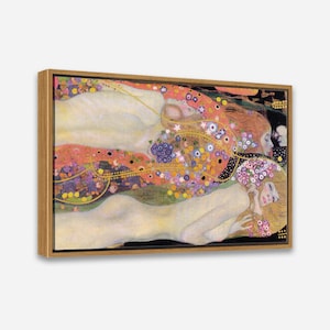 FAMOUS PAINTING - Water Serpents II (1907) by Gustav Klimt- Vintage Art Print- 1 or 2 Panel Framed Canvas Print, 24x36/24x24/16x24/16x16 in.
