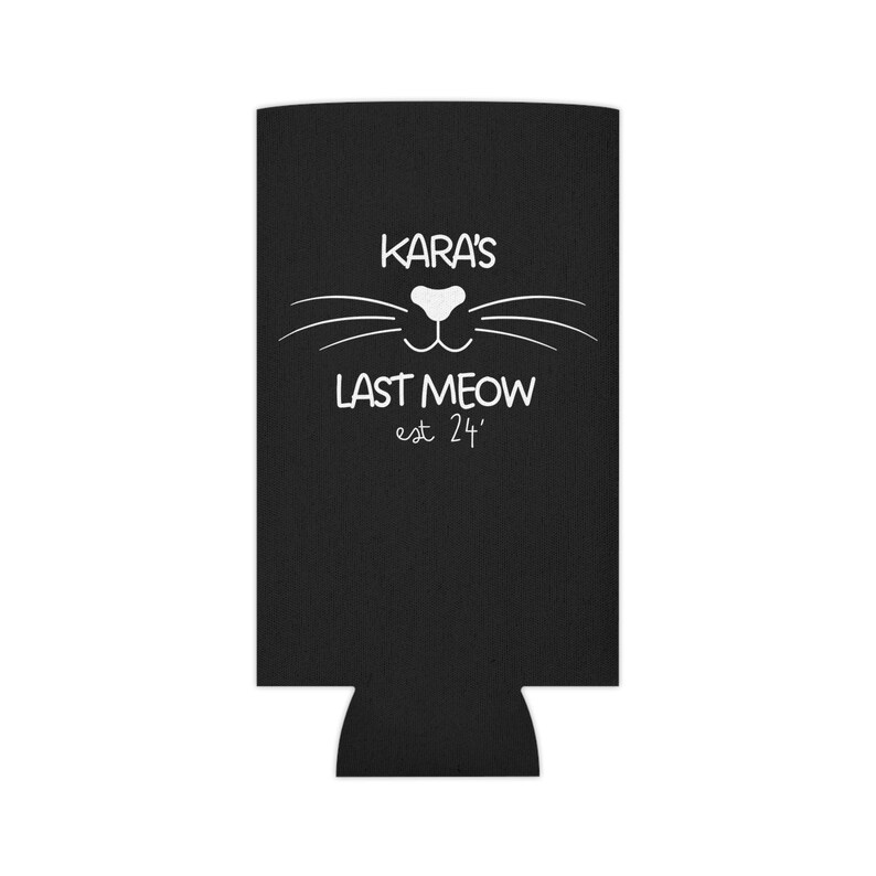 Koozie per l'ultimo miagolio prima del voto, bomboniere per l'addio al nubilato a tema gatto, refrigeratori per lattine a tema gatto, festa nuziale a tema gatto, Koozie per l'addio al nubilato immagine 10