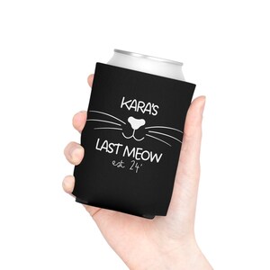 Koozie per l'ultimo miagolio prima del voto, bomboniere per l'addio al nubilato a tema gatto, refrigeratori per lattine a tema gatto, festa nuziale a tema gatto, Koozie per l'addio al nubilato immagine 2