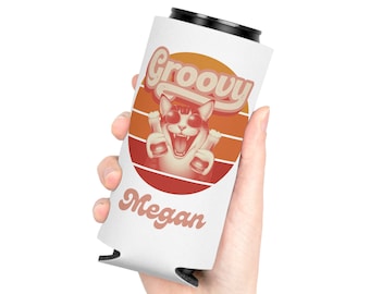 Groovy Bachelorette Koozie, Retro Themed Party, Hippy Bach, Bachelorette Koozies, Bridesmaid Koozie, Skinny Can Cooler, Slim Can Coozie