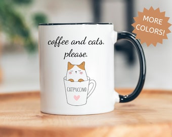 Catpuccino Cats and Coffee Mug, Cat Coffee Mug, Cat Lover Mug, Cappuccino Mug, Cat Mom Mug, Mama Needs Coffee, Cat Lovers Gift