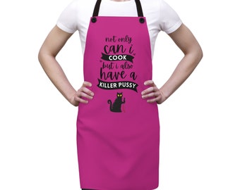 Funny Apron For Women, Inappropriate Aprons, Cooking Apron, Funny Cook Aprons, Naughty Apron, Innuendo Aprons, Cat Apron, Purple Apron