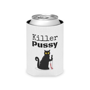Funny Killer Cat Slim Can Koozie, Cat with Knife, Murder Cat, Cat Coozie, Funny Koozie, Skinny Can Cooler, Cat Knife What, Cat Themed Gifts image 4