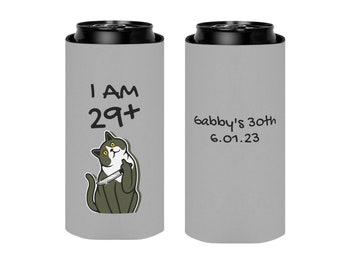 30th Birthday Personalized Koozies, Middle Finger Cat, 30th Birthday Favors, Party Favors For Adults Birthdays, 30th Birthday Gifts