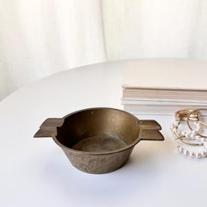 Vintage Brass Ashtray/Trinket Dish: Etched Design