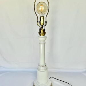 Vintage Mid Century  White Opaline Glass with brass base table lamp