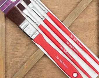 May include: A 4-pack of paint brushes with red handles and brown bristles. The brushes are labeled "Dixie Belle Paint Company" and are packaged on a white background. The package is labeled "4 PACK".
