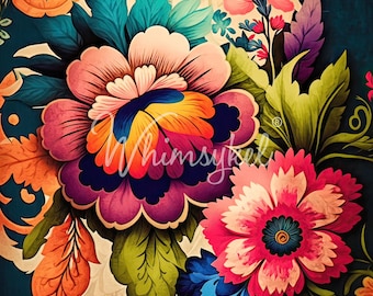 Boho Flowers | Large Decoupage Tissue Paper | Furniture | Arts & Crafts | 21x29 or 14x20 | Whimsykel Designs | Multiple Flowers
