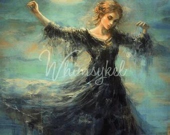 Moonbeam Rhapsody Large Decoupage Tissue Paper for Furniture 21x29 Whimsykel Designs Lady Dancing in the Moonlight
