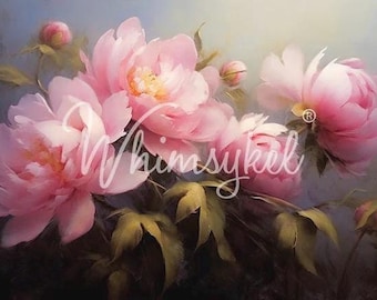 Romantic Peonies Large Decoupage Tissue Paper for Furniture 21x29 Whimsykel Designs peonies on elegant background
